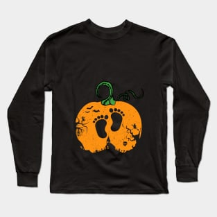 Halloween Pregnancy Announcement Maternity Baby Feet Long Sleeve T-Shirt